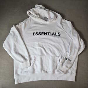 Fear of God Essentials White Pullover Big Logo Hoodie sz Medium